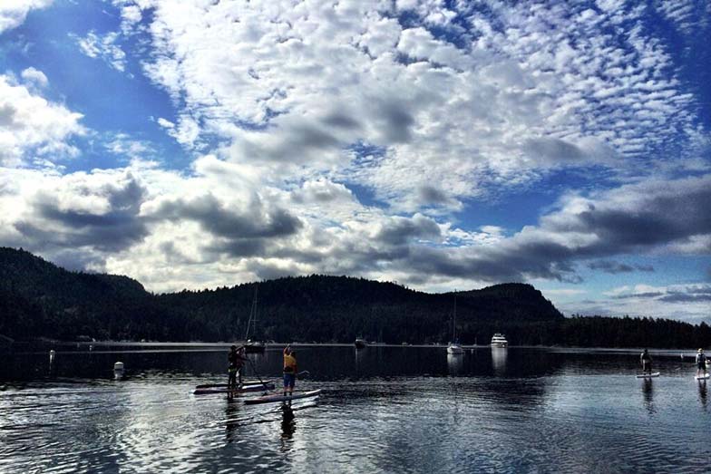 Stand Up For Men’s Health paddle boarders between Galiano and Salt Spring Islands on Day 2