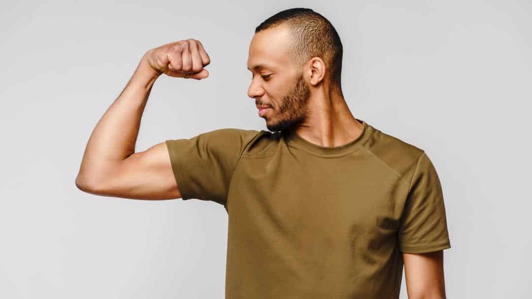 Man flexing his bicep