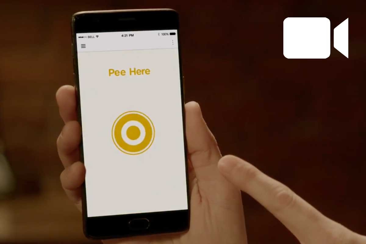 Phone with fictional pee app