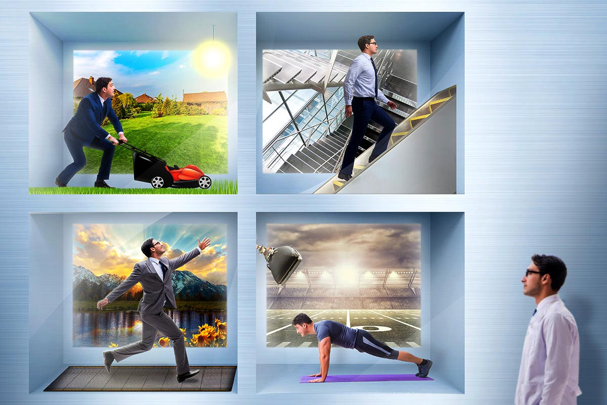 Four clones doing different activities in four observation cells