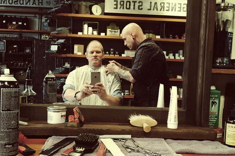 Adam Kreek at the barber