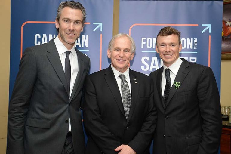 Trevor Linden, Dr. Larry Goldenberg, and Simon Whifield at CMHF launch in Ottawa