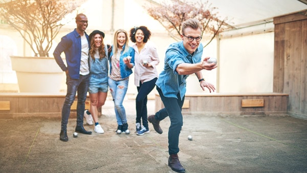 Men playing Bocce