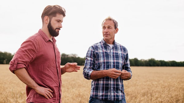 rural men talking in a support group outside