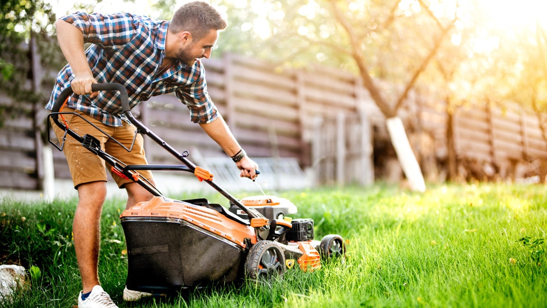 Man mowing the lawn