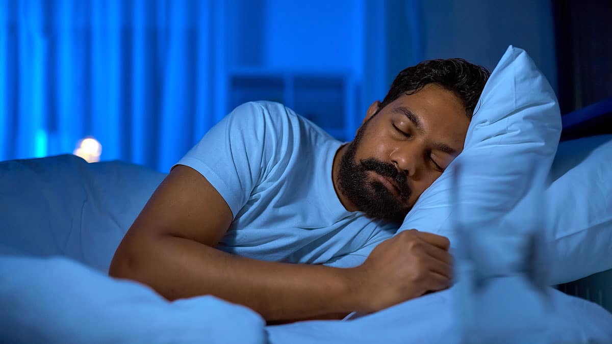 Man getting quality sleep