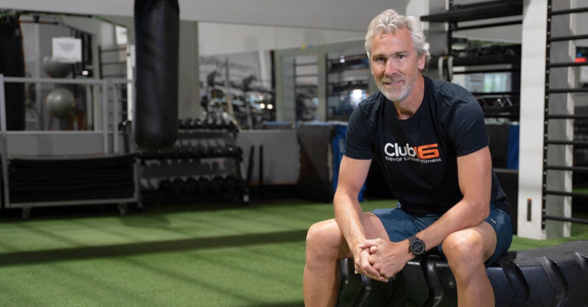 trevor linden sitting on yoga ball